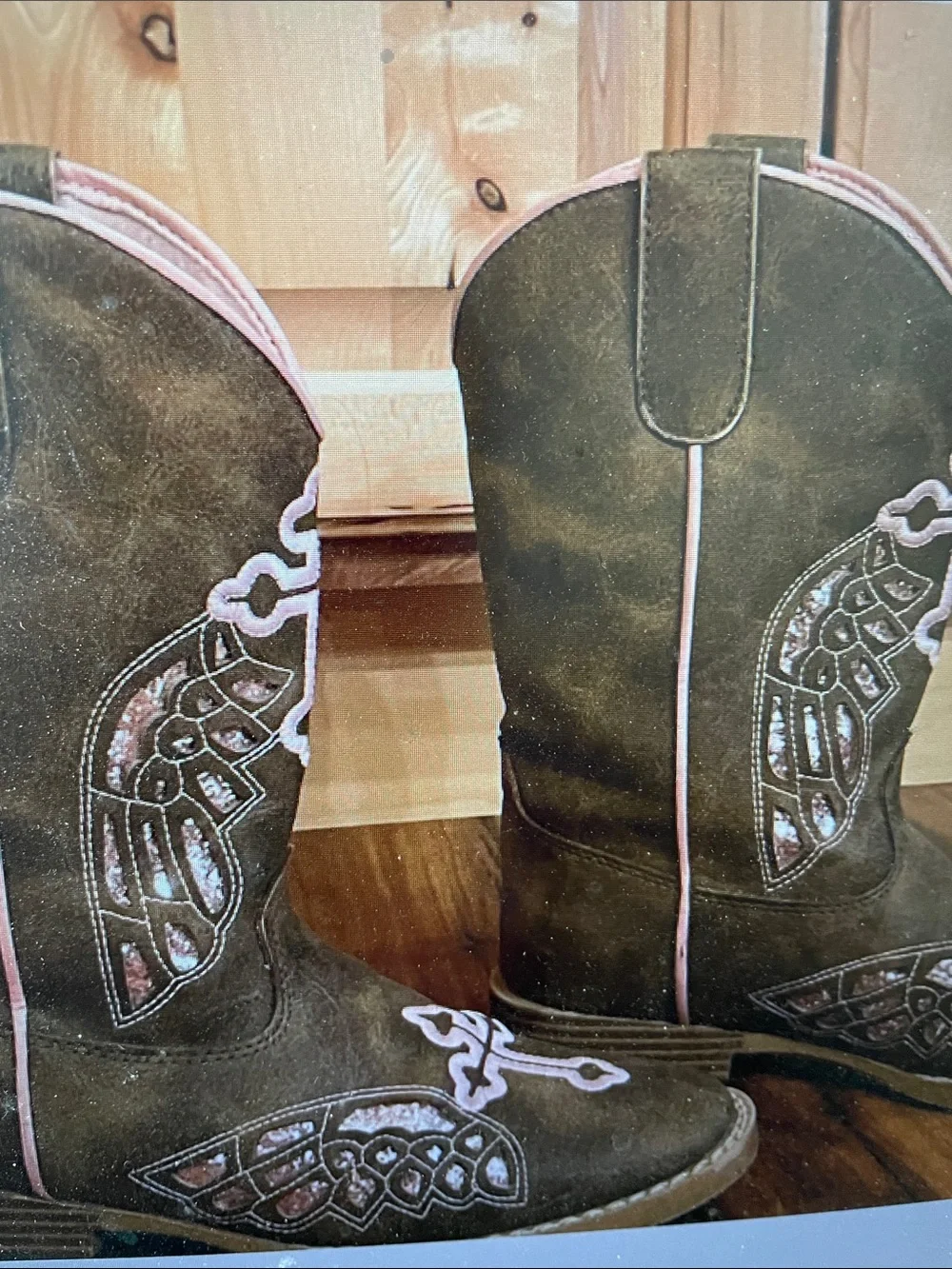 Blazin Roxx Children’s Cowboy Boots - Brown & Pink Girls Size 3